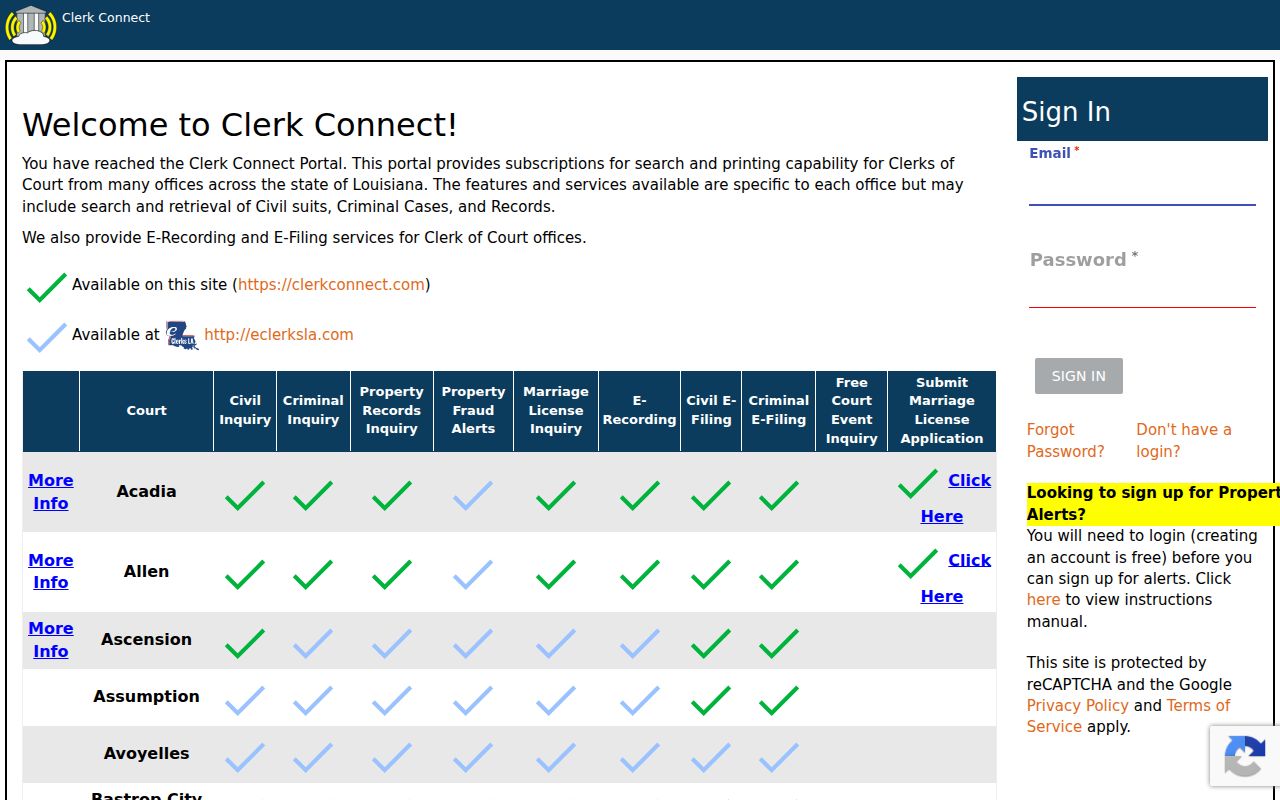 Terrebonne Parish civil docket Clerk Connect filing login