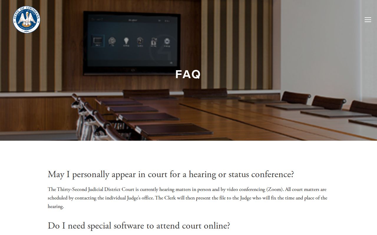Terrebonne Parish court calendar scheduling FAQ