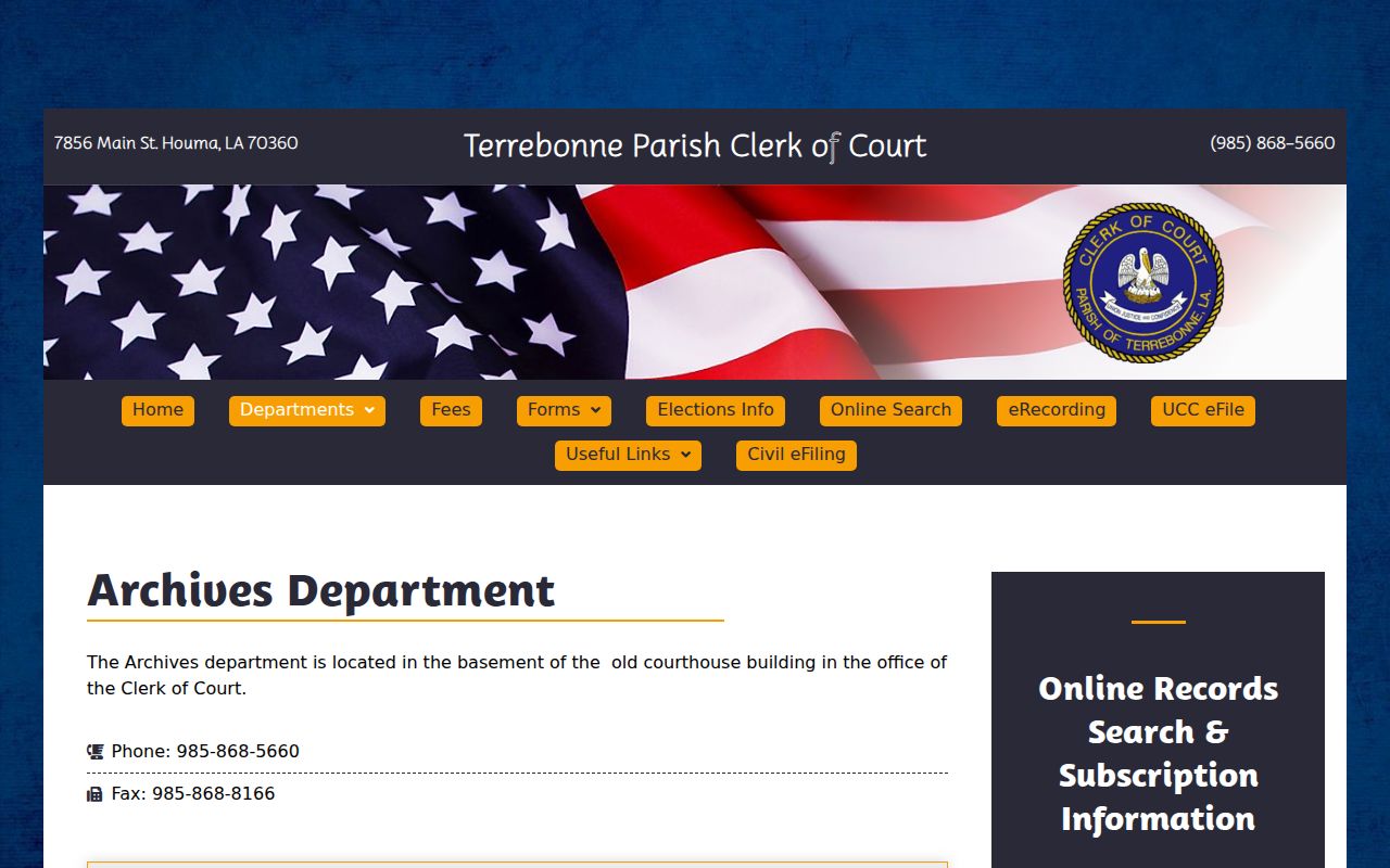 Terrebonne Parish court record archives and back-scanning information