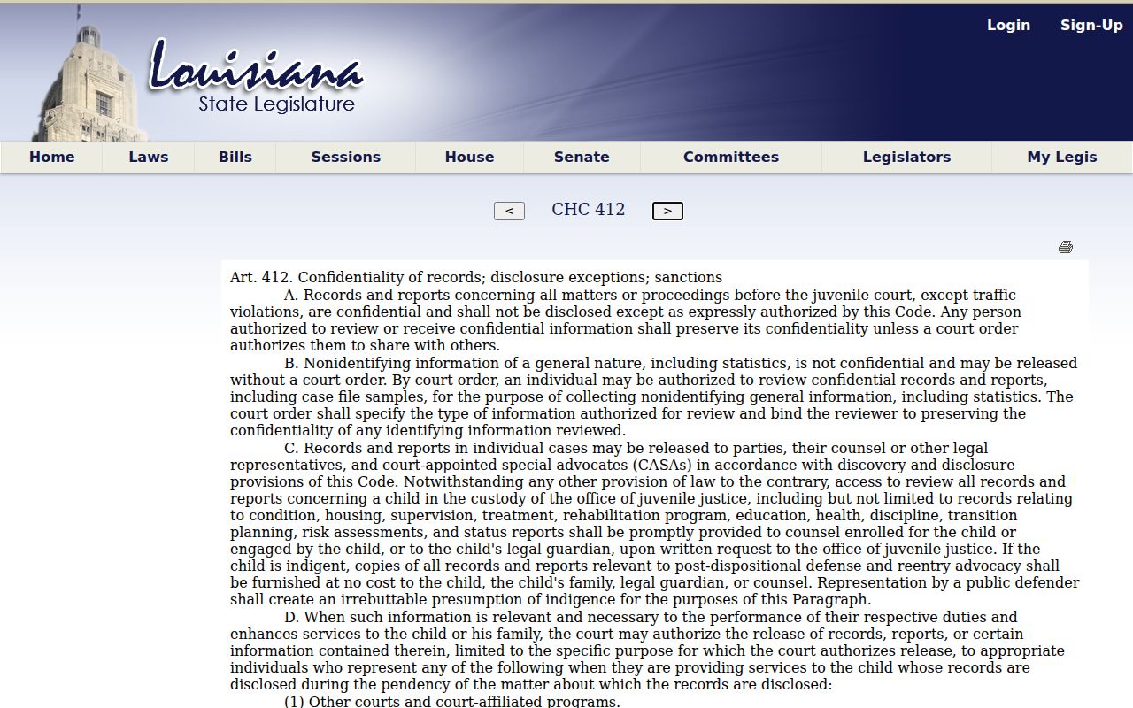 Terrebonne Parish criminal docket juvenile confidentiality rule