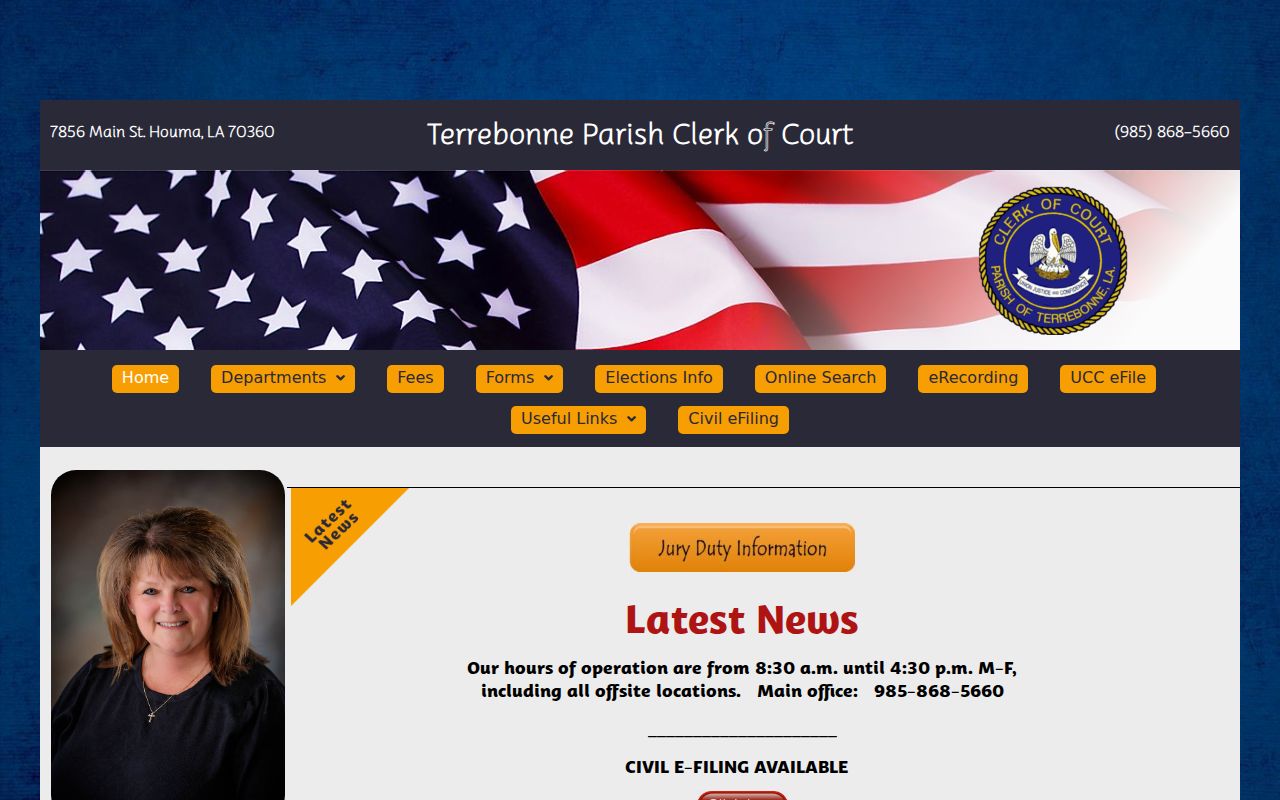 Terrebonne Parish court docket source image of the Clerk of Court records office