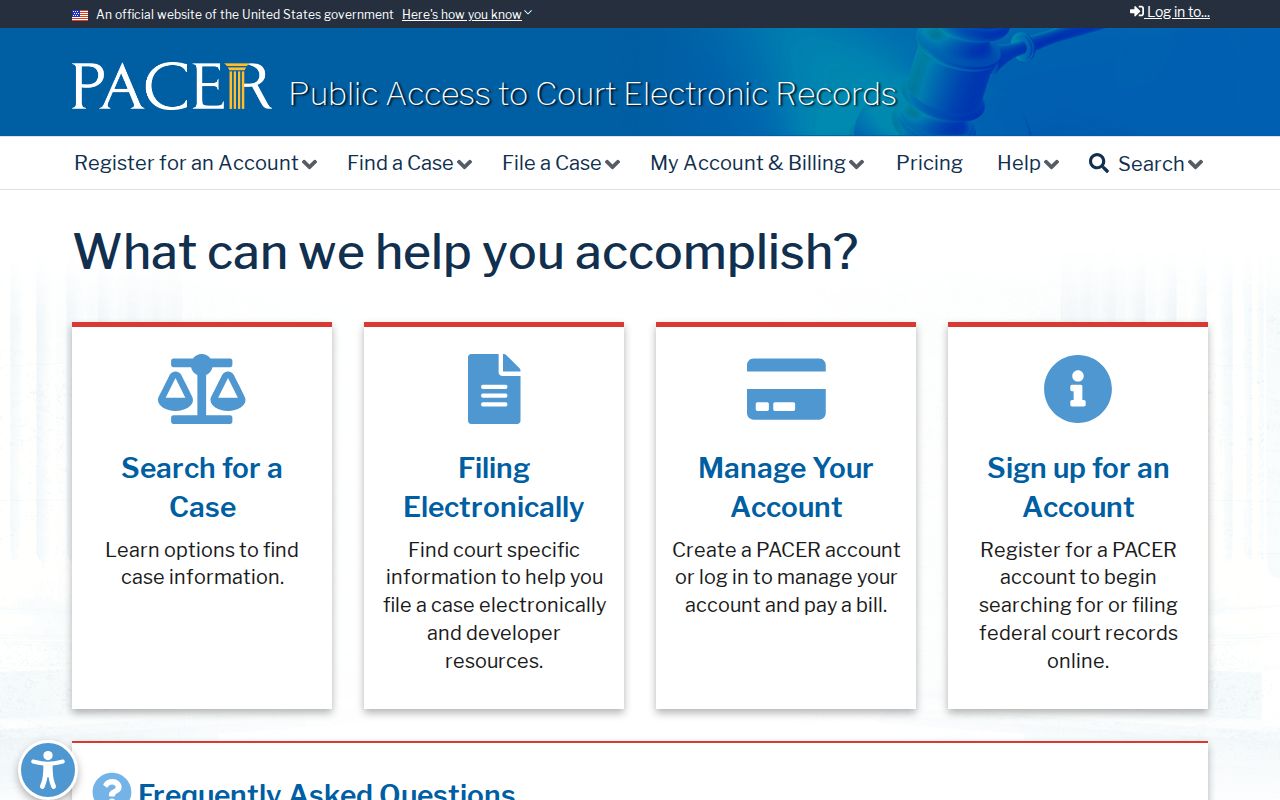 Terrebonne Parish court docket source image of the PACER federal docket interface